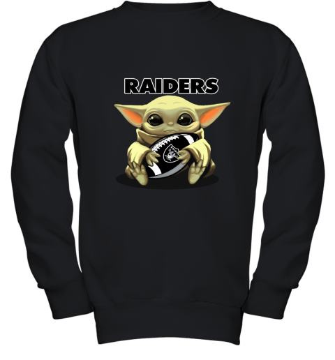 Baby Yoda Loves The Oakland Raiders Star Wars NFL Youth Sweatshirt