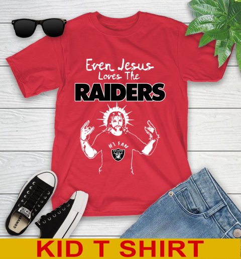 Oakland Raiders NFL Football Even Jesus Loves The Raiders Shirt Youth T-Shirt 11