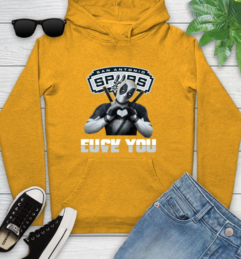 NBA San Antonio Spurs Deadpool Love You Fuck You Basketball Sports Youth Hoodie 2