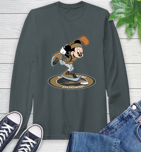 NHL Hockey Anaheim Ducks Cheerful Mickey Disney Shirt Long Sleeve T-Shirt 7