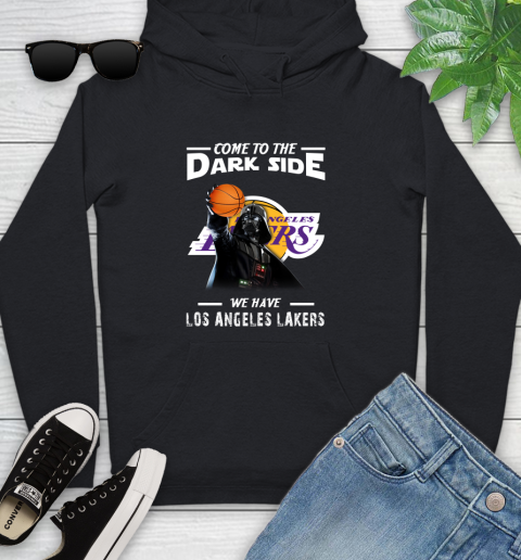 NBA Come To The Dark Side We Have Los Angeles Lakers Star Wars Darth Vader Basketball Youth Hoodie