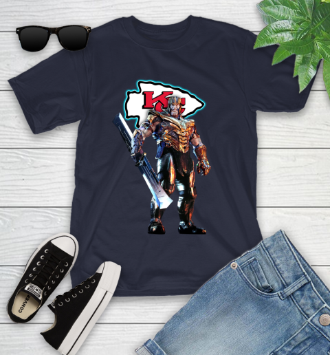 NFL Thanos Gauntlet Avengers Endgame Football Kansas City Chiefs Youth T-Shirt 3
