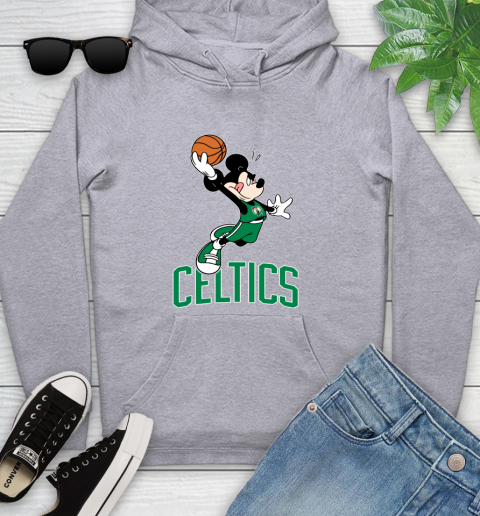 NBA Basketball Boston Celtics Cheerful Mickey Mouse Shirt Youth Hoodie 6