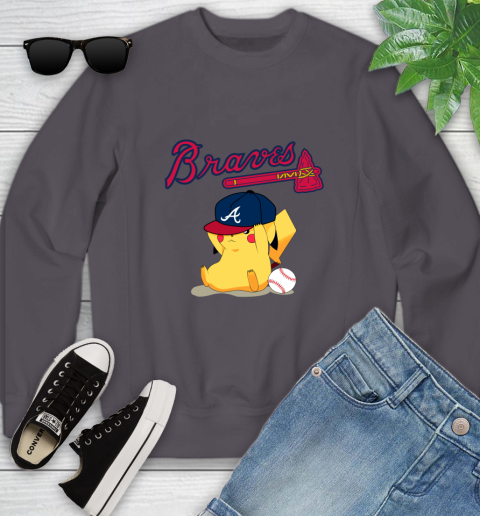 MLB Pikachu Baseball Sports Atlanta Braves Youth Sweatshirt 6