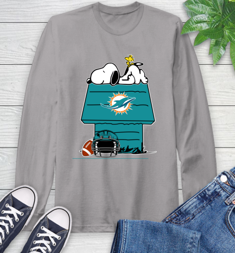 Miami Dolphins NFL Football Snoopy Woodstock The Peanuts Movie Long Sleeve T-Shirt 6