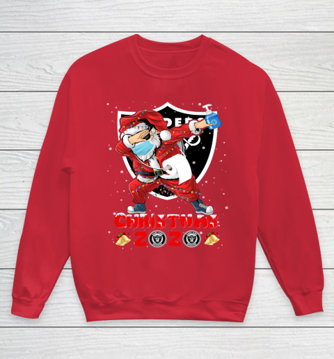 Oakland Raiders Funny Santa Claus Dabbing Christmas 2020 NFL Youth Sweatshirt 7