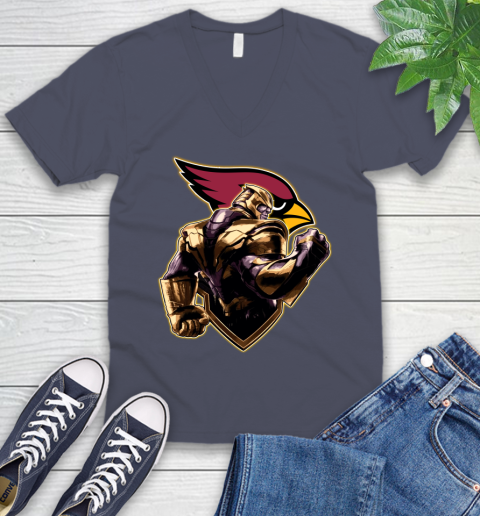 NFL Thanos Avengers Endgame Football Sports Arizona Cardinals V-Neck T-Shirt 8
