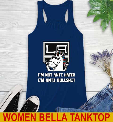 Los Angeles Kings NHL Hockey Unicorn I'm Not Anti Hater I'm Anti Bullshit Racerback Tank 9