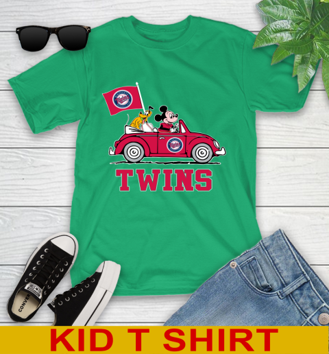 MLB Baseball Minnesota Twins Pluto Mickey Driving Disney Shirt Youth T-Shirt 6