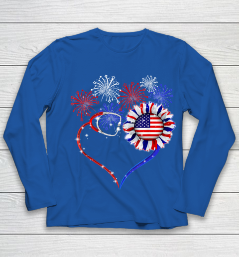 Patriotic Nurse 4th Of July American Flag Independence Day Youth Long Sleeve 7
