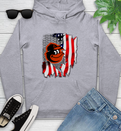 Baltimore Orioles MLB Baseball American Flag Youth Hoodie 6