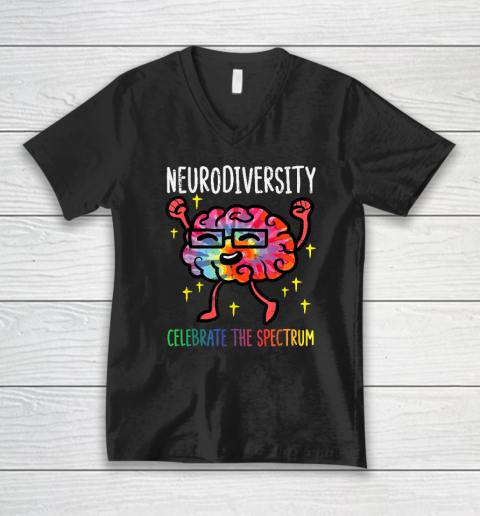 Neurodiversity Brain Autism Awareness ASD ADHD V-Neck T-Shirt