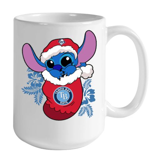 Tampa Bay Rays Christmas Stitch In The Sock Funny Disney MLB Color Changing Mug 15oz 2