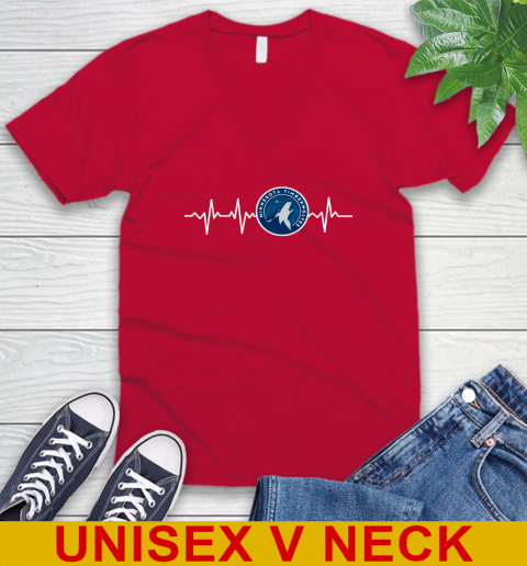 Minnesota Timberwolves NBA Basketball Heart Beat Shirt V-Neck T-Shirt 6