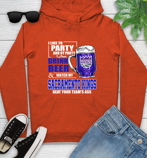 NBA Drink Beer and Watch My Sacramento Kings Beat Your Team's Ass Basketball Youth Hoodie 4