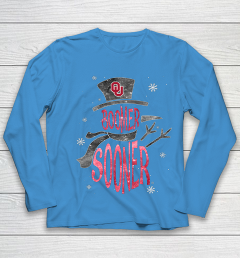 Oklahoma Sooners Christmas Snowman Youth Long Sleeve 5