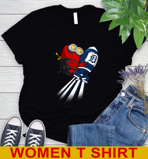 MLB Baseball Detroit Tigers Deadpool Minion Marvel Shirt Women's T-Shirt
