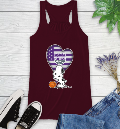 Sacramento Kings NBA Basketball The Peanuts Movie Adorable Snoopy Racerback Tank 3