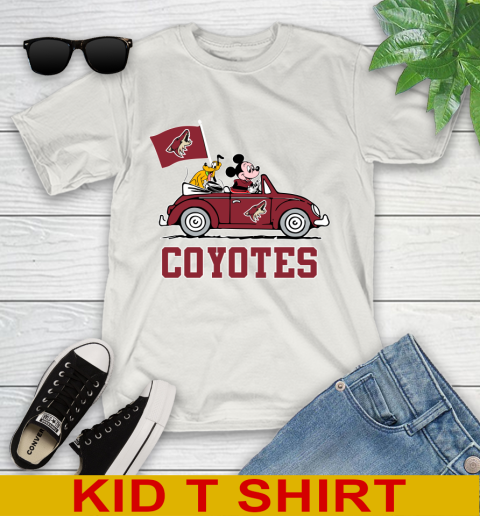 NHL Hockey Arizona Coyotes Pluto Mickey Driving Disney Shirt Youth T-Shirt 12