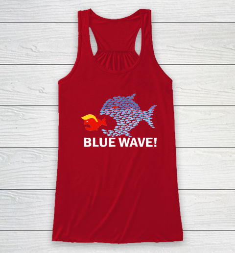 Blue Wave 2024 Funny Big Fish Eat Little Fish Trump Hair Racerback Tank 3