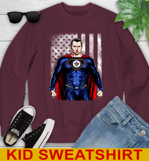 NHL Hockey Winnipeg Jets Superman DC Shirt Youth Sweatshirt 4