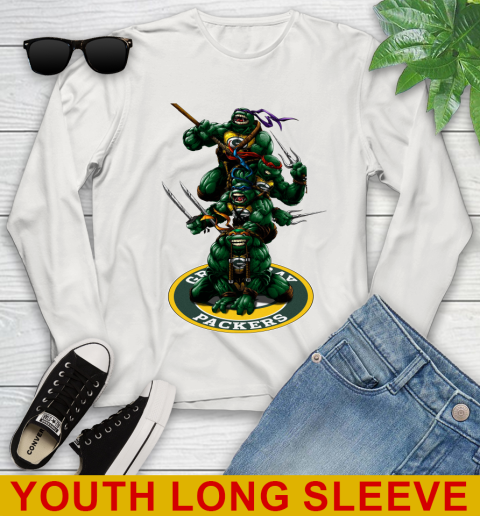 NFL Football Green Bay Packers Teenage Mutant Ninja Turtles Shirt Youth Long Sleeve - Image 13