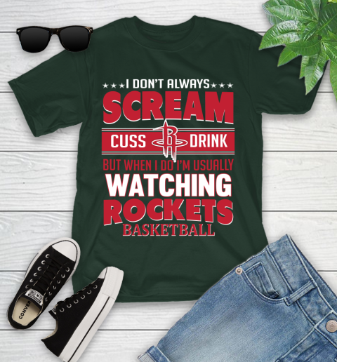 Houston Rockets NBA Basketball I Scream Cuss Drink When I'm Watching My Team Youth T-Shirt 5