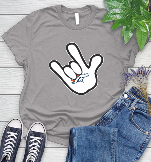 Denver Broncos NFL Football Mickey Rock Hand Disney Women's T-Shirt 5