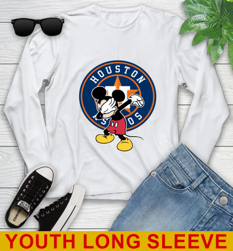 Houston Astros MLB Baseball Dabbing Mickey Disney Sports Youth Long Sleeve