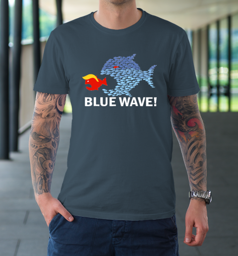 Blue Wave 2024 Funny Big Fish Eat Little Fish Trump Hair T-Shirt 4