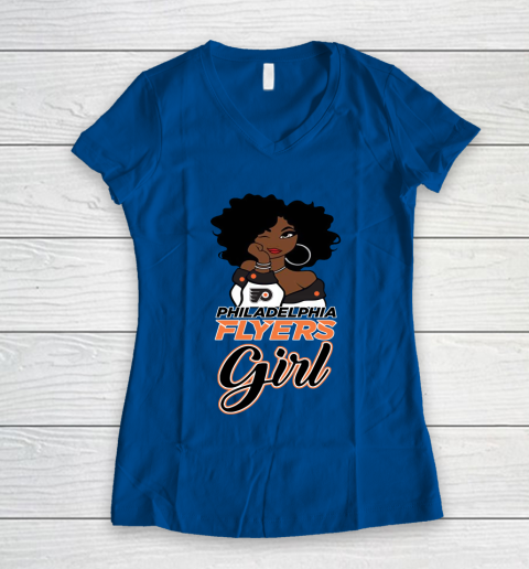 Philadelphia Flyers Girl NHL Women's V-Neck T-Shirt 9