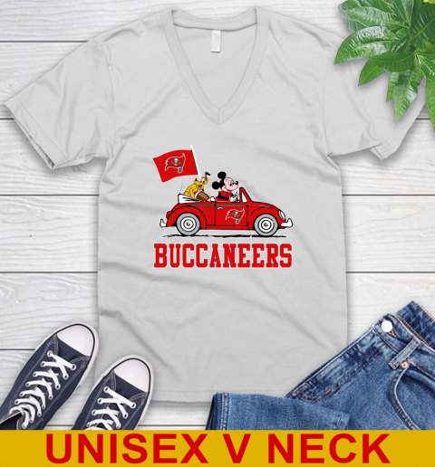NFL Football Tampa Bay Buccaneers Pluto Mickey Driving Disney Shirt V-Neck T-Shirt