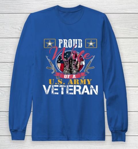 Veteran Shirt Vintage Proud Wife Of A U S Army Veteran Long Sleeve T-Shirt 6