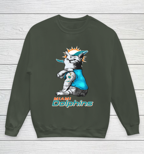 NFL Football My Cat Loves Miami Dolphins Youth Sweatshirt 8