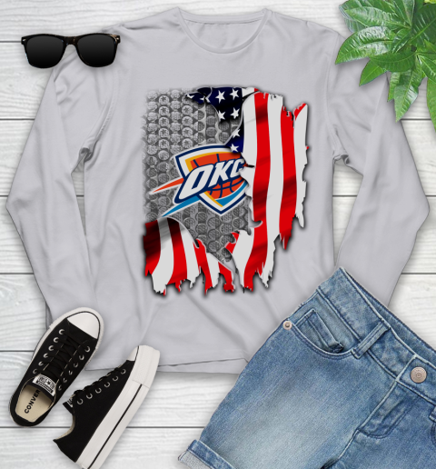 Oklahoma City Thunder NBA Basketball American Flag Youth Long Sleeve 5