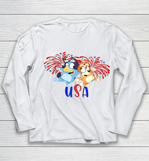 Blueys 4th of July Red White And Blue America Youth Long Sleeve