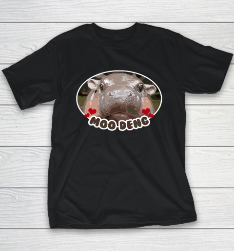 Moo Deng Bouncy Pig in Thai Picture The Cute Baby Hippo Youth T-Shirt