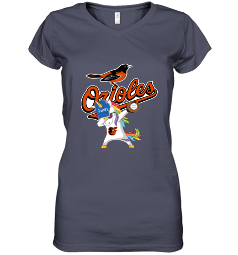 Hip Hop Dabbing Unicorn Flippin Love Baltimore Orioles Women's V-Neck T-Shirt