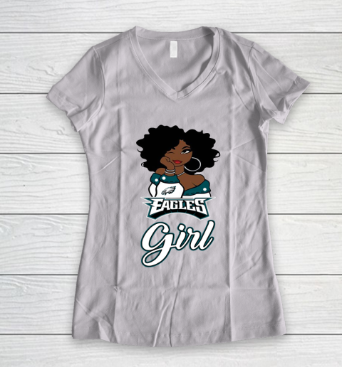 Philadelphia Eagles Girl NFL Women's V-Neck T-Shirt 2