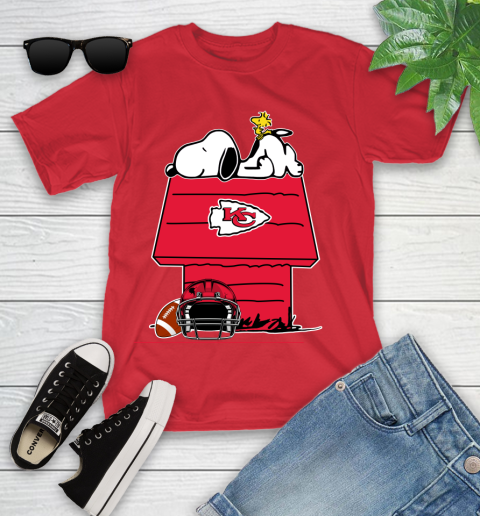 Kansas City Chiefs NFL Football Snoopy Woodstock The Peanuts Movie Youth T-Shirt 10