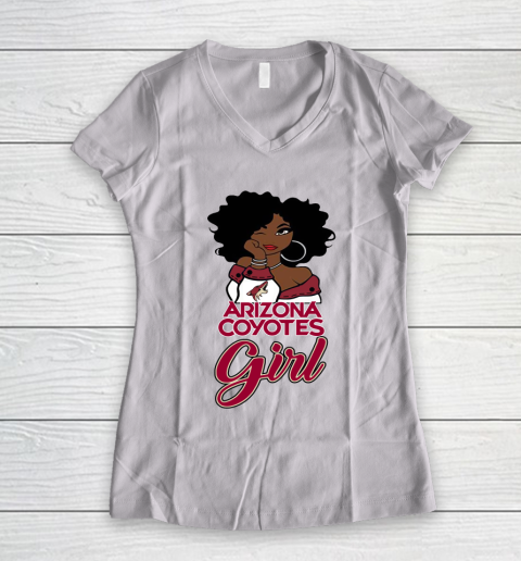 Arizona Coyotes Girl NHL Women's V-Neck T-Shirt 2