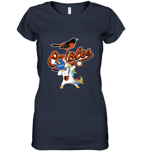 Hip Hop Dabbing Unicorn Flippin Love Baltimore Orioles Women's V-Neck T-Shirt