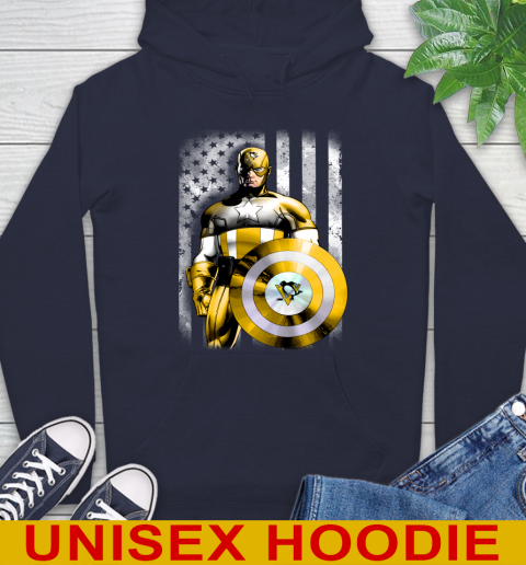 Pittsburgh Penguins NHL Hockey Captain America Marvel Avengers American Flag Shirt Hoodie 3