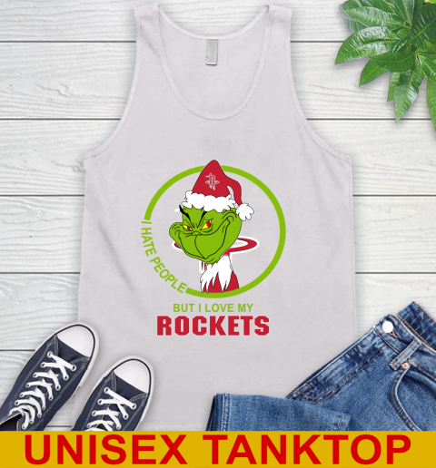 Houston Rockets NBA Christmas Grinch I Hate People But I Love My Favorite Basketball Team Tank Top
