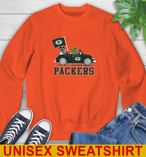 NFL Football Green Bay Packers Darth Vader Baby Yoda Driving Star Wars Shirt Sweatshirt 4