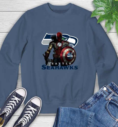 NFL Captain America Thor Spider Man Hawkeye Avengers Endgame Football Seattle Seahawks Sweatshirt 7
