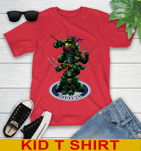 NFL Football Seattle Seahawks Teenage Mutant Ninja Turtles Shirt Youth T-Shirt 11 NFL Football Seattle Seahawks Teenage Mutant Ninja Turtles Shirt Youth T-Shirt - Image 11