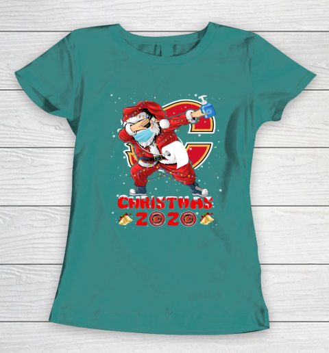 Calgary Flames Funny Santa Claus Dabbing Christmas 2020 NHL Women's T-Shirt 10