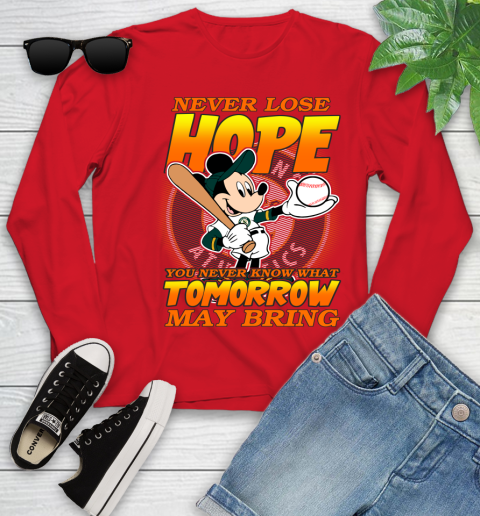 Oakland Athletics MLB Baseball Mickey Disney Never Lose Hope Youth Long Sleeve 11