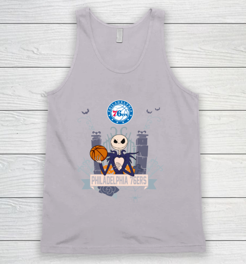 NBA Philadelphia 76ers Basketball Jack Skellington Halloween Tank Top 3